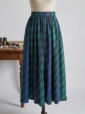 Vintage Prophecy Plaid Holiday Midi Skirt 80s 90s Pockets Jewel Tones Academia 8